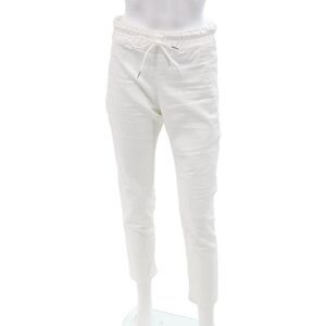 Flog Women Cropped Jogger Pants White Cotton Blend Drawstring Size 27